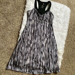 Prana Rainblur Shauna Racerback Black White Sleeveless Dress Size Small